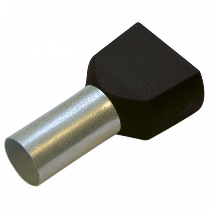 картинка Гильза конечная для двух проводов 1,5/ 12 мм цвет чёрный (упак. 100 шт.) от магазина "Элит-инструмент"