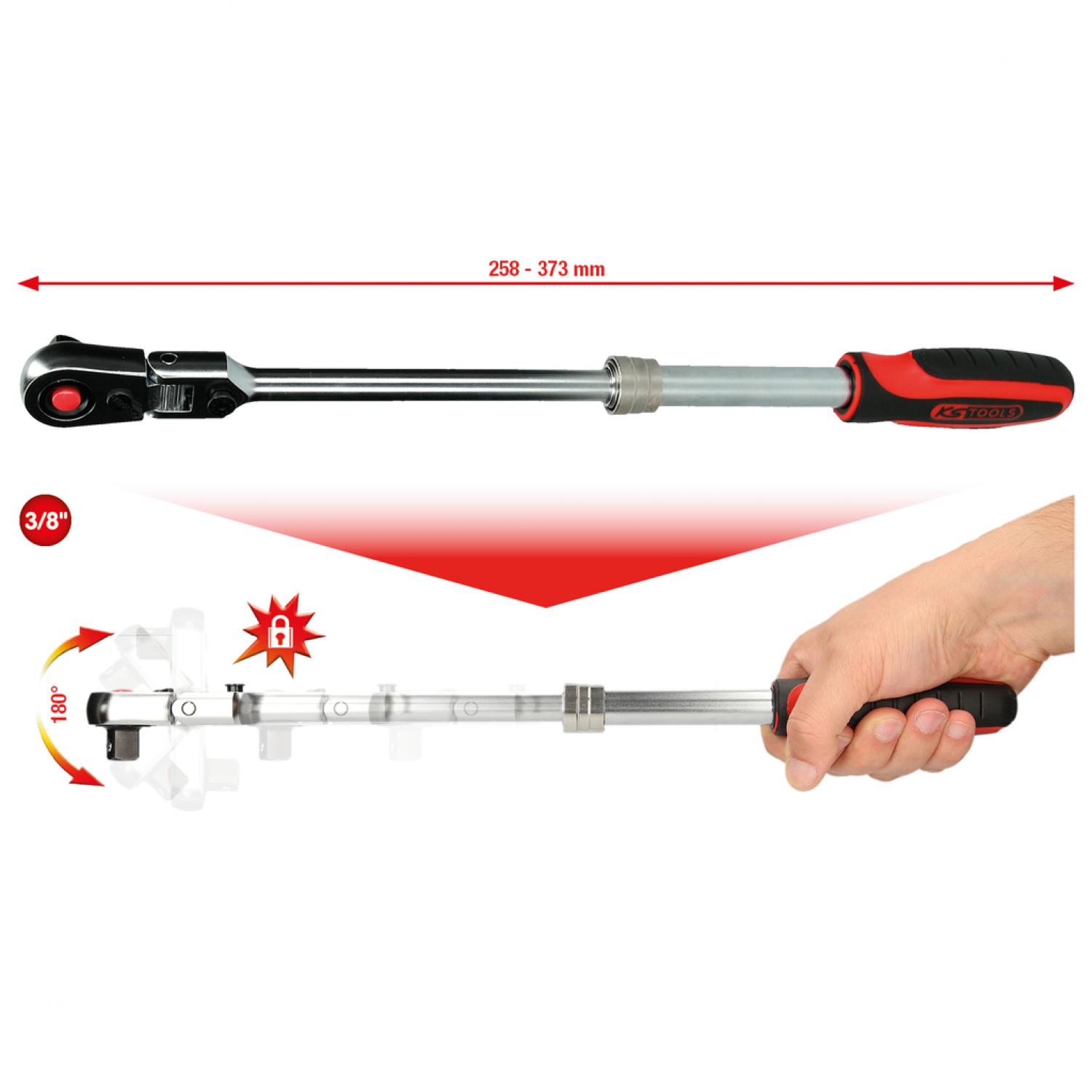 Телескопический переключающийся ключ с трещоткой SlimPOWER 3/8'', 72 зубцов