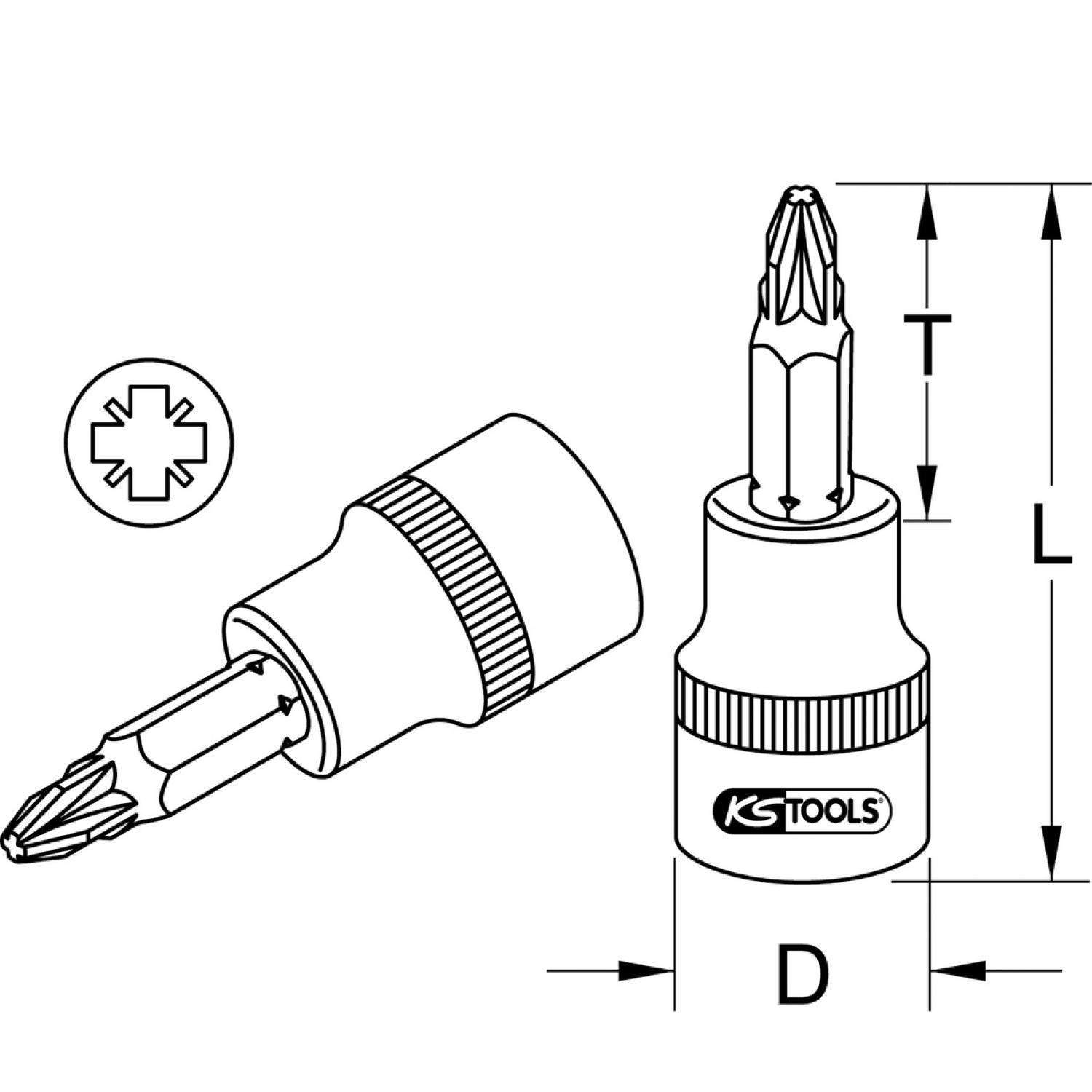 картинка Торцовая головка с битом 1/4", PZ0 от магазина "Элит-инструмент"