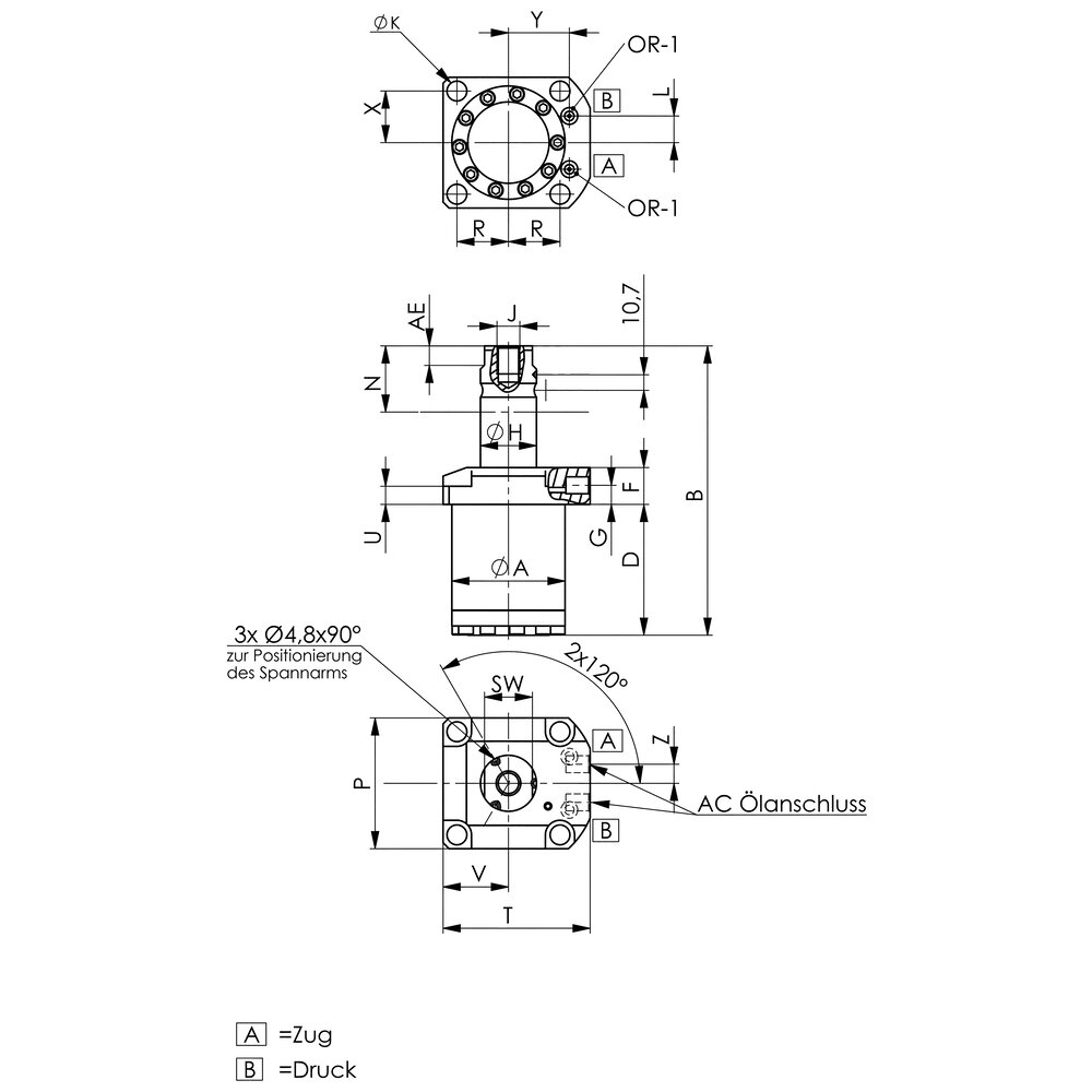 картинка Двухтактный цилиндр с верхним фланцевым креплением и направляющим штоком поршня АМF 327106 от магазина "Элит-инструмент"