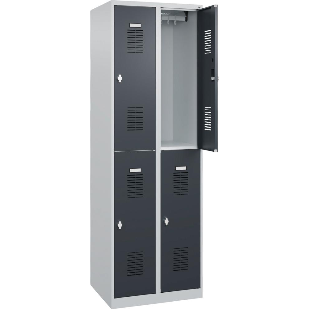Гардероб BASIC Ш600хГ500хВ1850 мм RAL 7035/7016, 2х2 отделения 3037 2591 Fplus