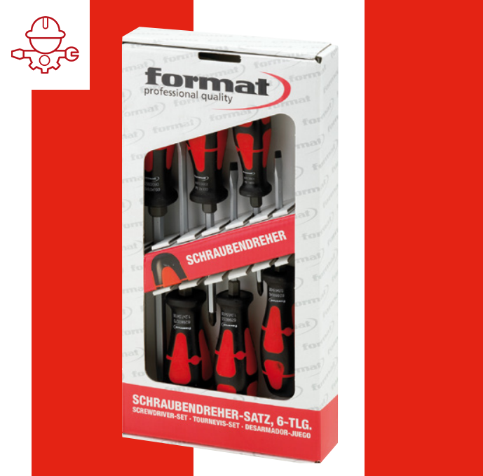 картинка Набор отверток, кованых с шестигранником под ключ Format SL, PH, 6 штук в упаковке 63540031 Fplus от магазина "Элит-инструмент"