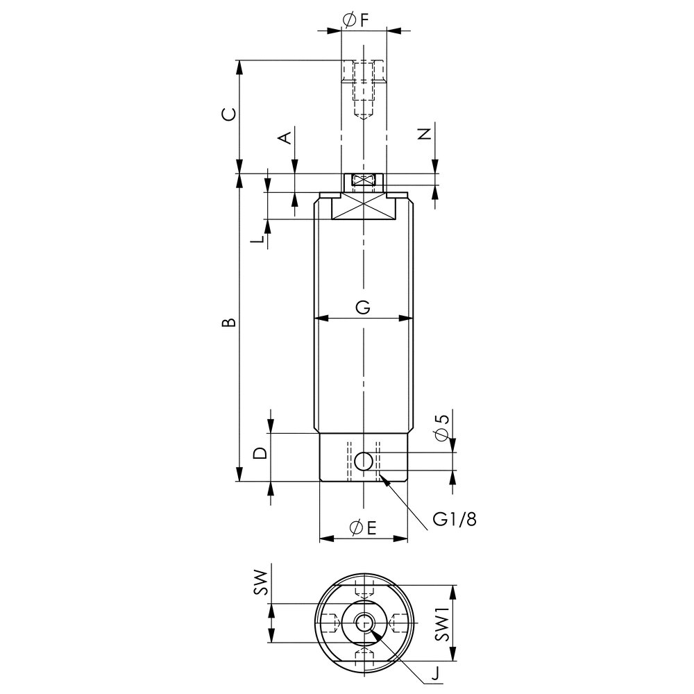картинка Встроенный цилиндр АМF 67801 от магазина "Элит-инструмент"