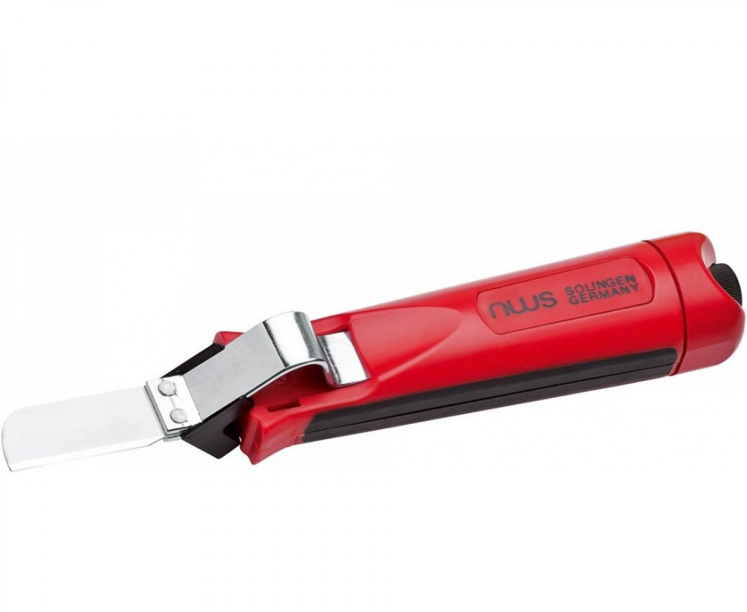 картинка Нож с прямым лезвием для снятия изоляции с круглого кабеля 180 мм NWS 728G от магазина "Элит-инструмент"