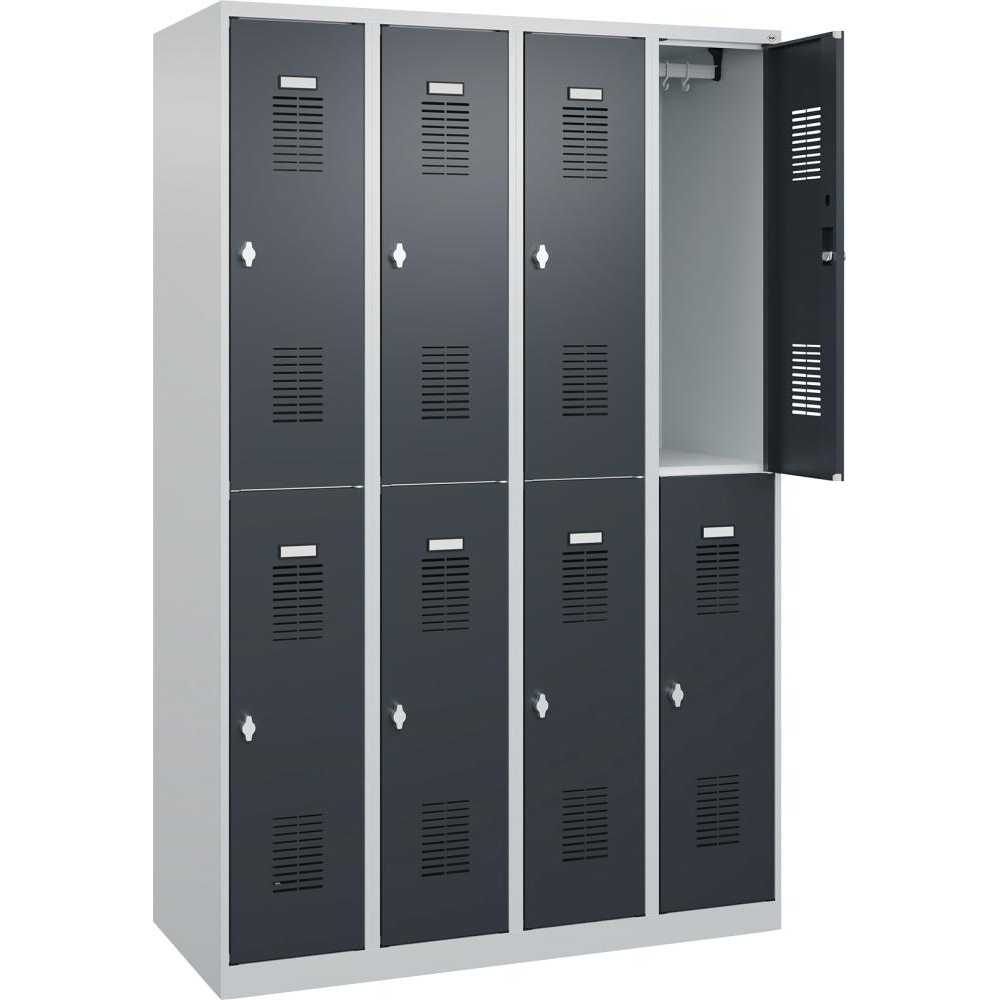 Гардероб BASIC Ш1200хГ500хВ1850 мм RAL 7035/7016, 4х2 отделения 3037 2593 Fplus