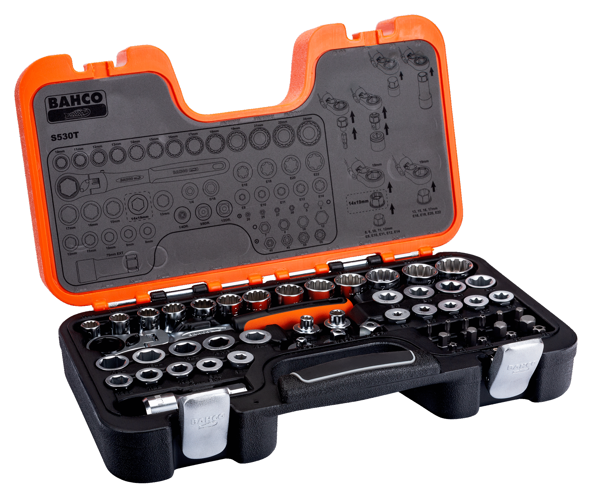 Набор проходных головок, пластиковый кейс BAHCO S530T