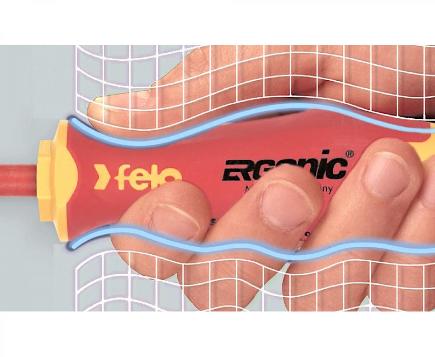 картинка Отвертка шлицевая диэлектрическая E-Slim Felo Ergonic серия 413 5,5x125 41395590 от магазина "Элит-инструмент"