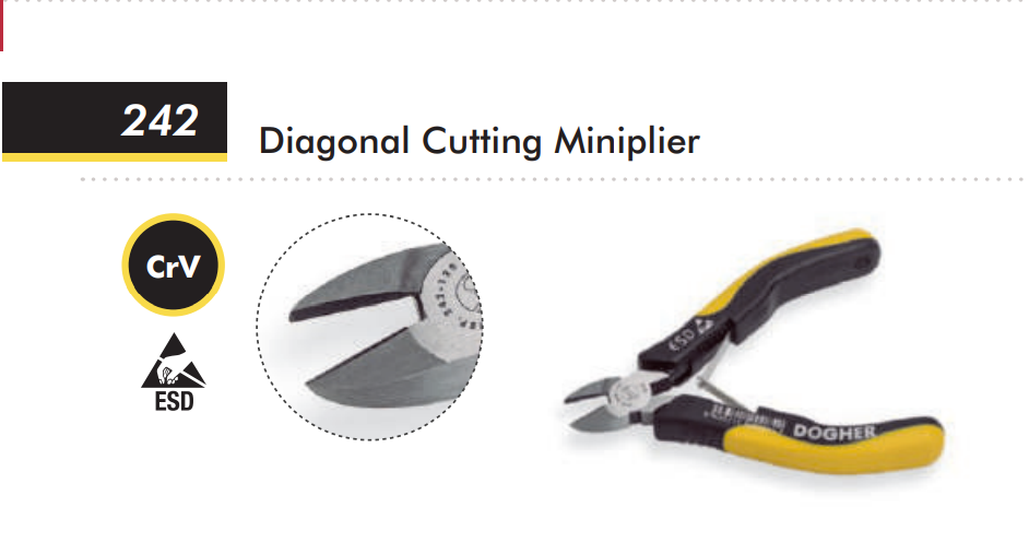 картинка Кусачки боковые для электроники, антистатические ESD Dogher 242-125 от магазина "Элит-инструмент"