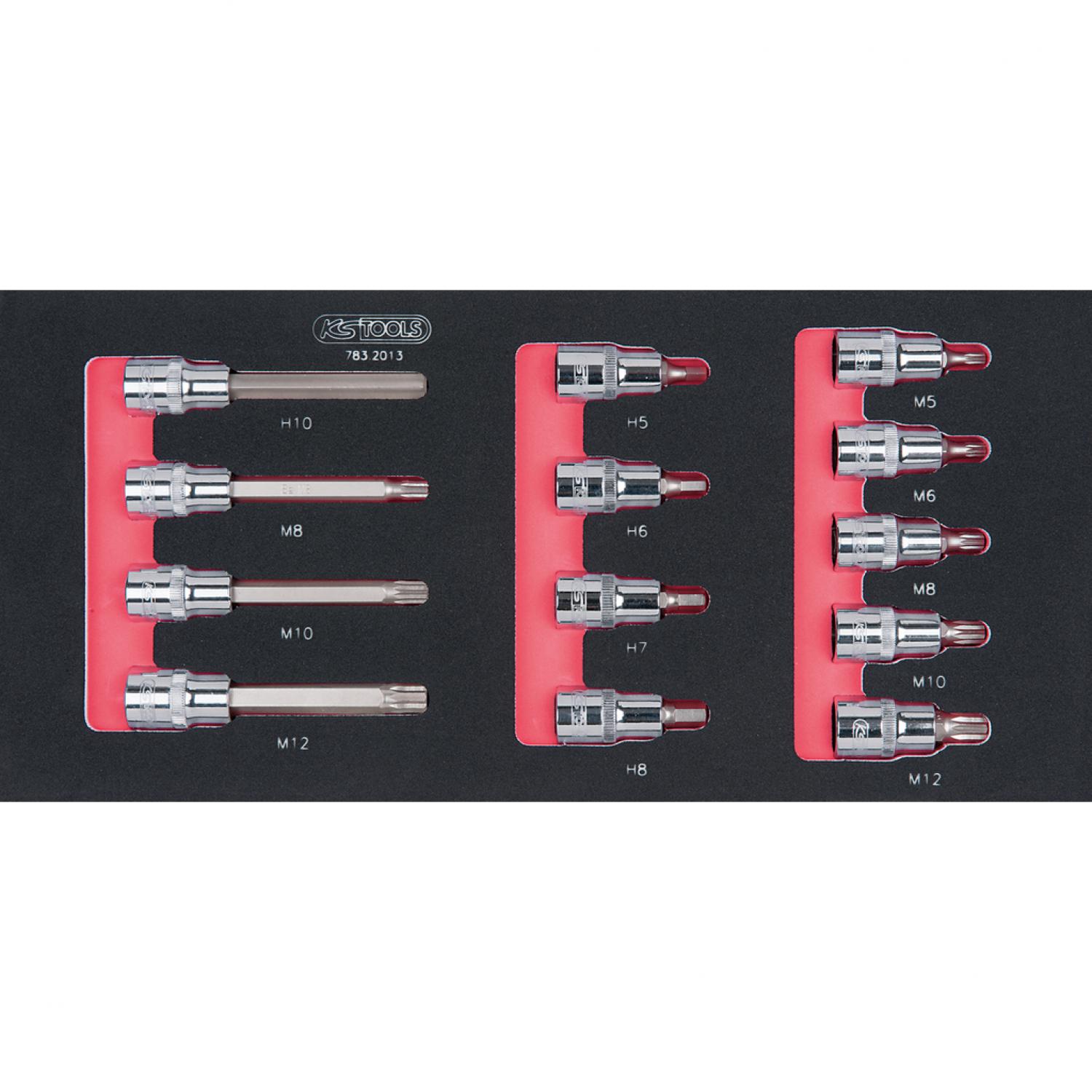 Комплект торцовых головок с битами SCS CHROMEplus 1/2", 13 шт, во вкладке на 1/3 инструментального ящика