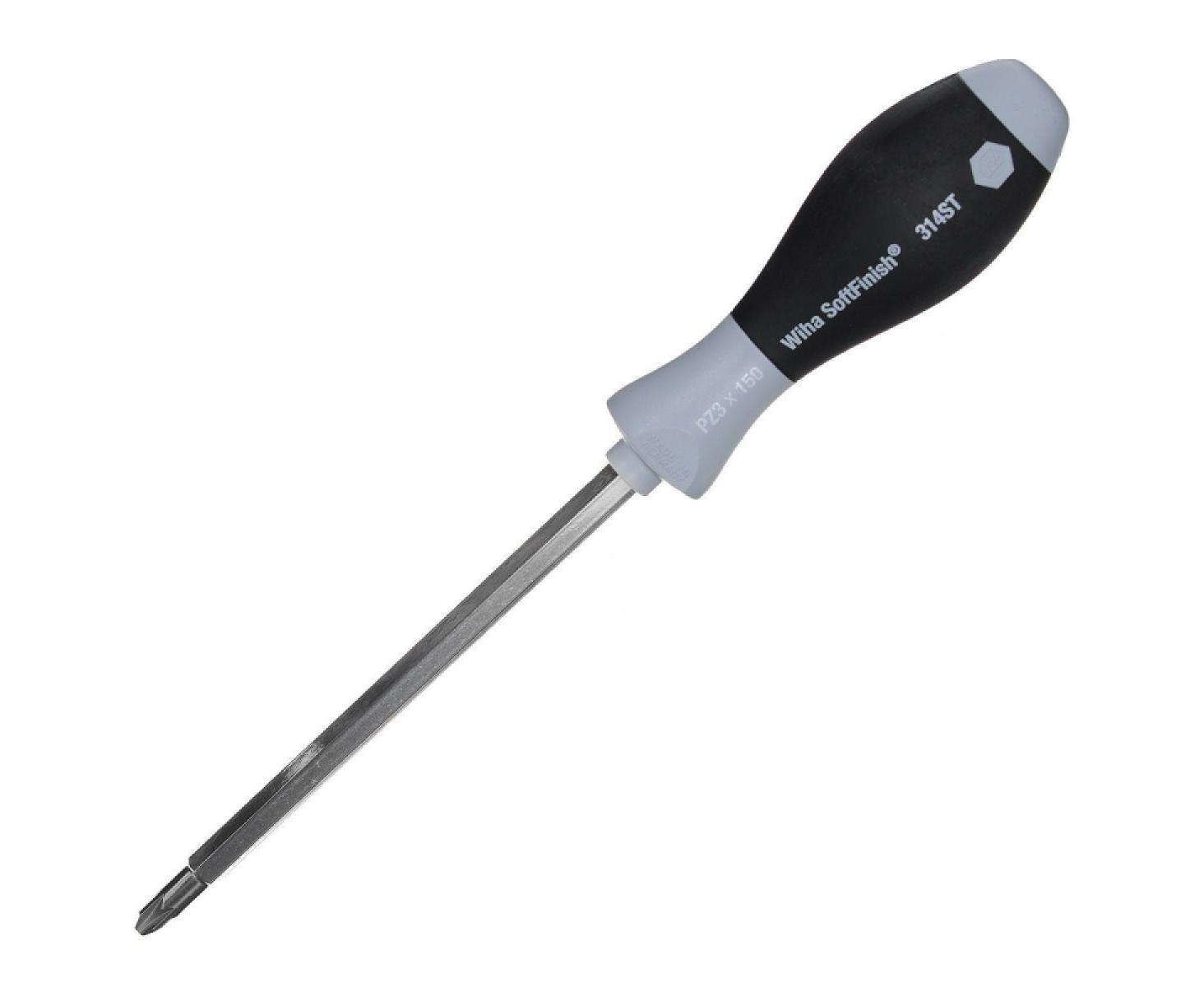 Отвертка крестовая из нержавеющей стали Wiha SoftFinish Pozidriv 314ST SF 32615 PZ3 x 150 с шестигранным жалом