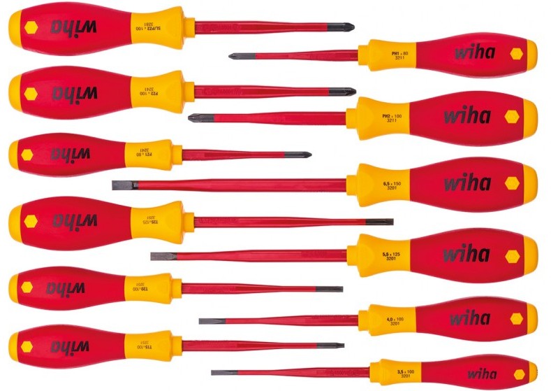 картинка Набор отверток SoftFinish electric slimFix SL, PH, PZ, TX, круглое зауженное жало, 12 предметов WIHA 41003 от магазина "Элит-инструмент"