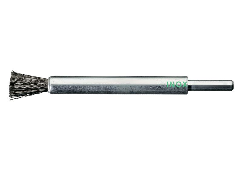 Щетка концевая с хвостовиком 6 мм удлиненная, нержавеющая проволока диаметр 12 мм длина 20 мм ворс 0,20 мм LESSMANN 458.341