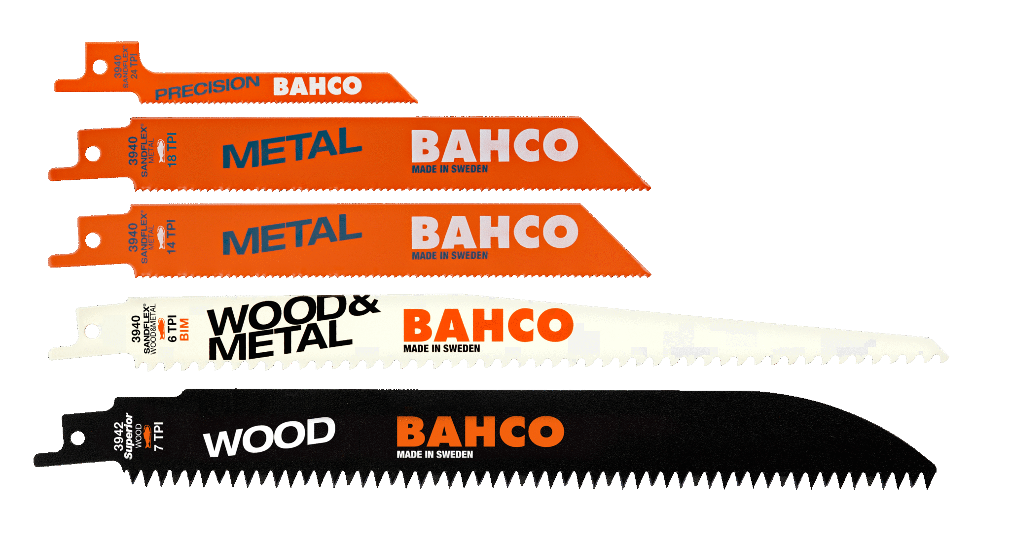 Набор полотен для сабельных пил по дереву и металлу BAHCO 3940-MIX-SET-5P
