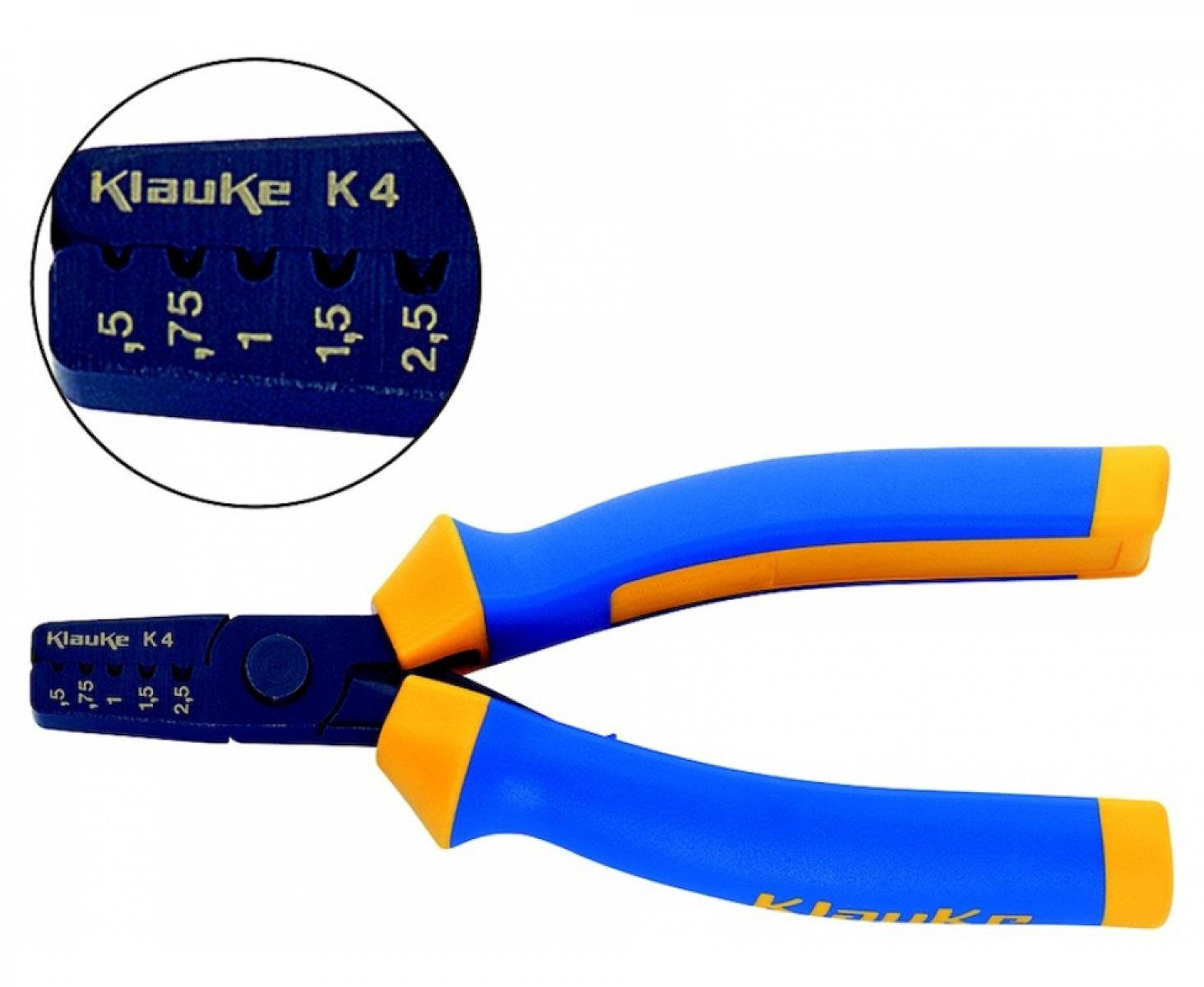 Пресс-клещи для втулочных наконечников 0,5–2,5 мм², вдавливающий обжим Klauke KLKK4