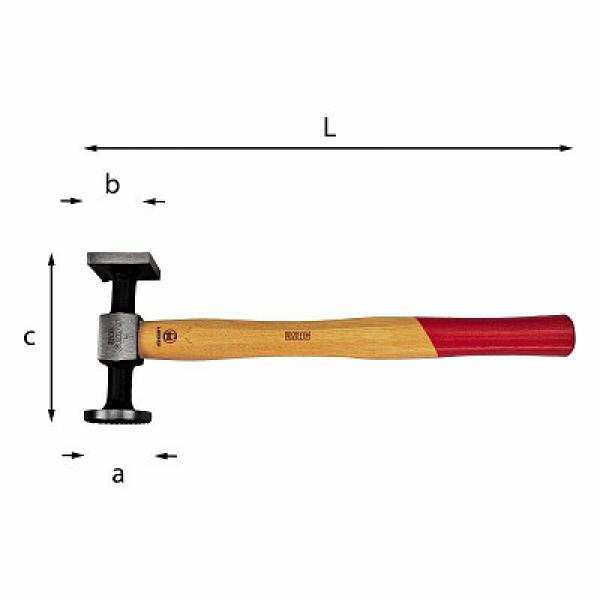 Молоток с одним плоским круглым бойком с насечкой и вторым гладким квадратным 393 ZG U03930102