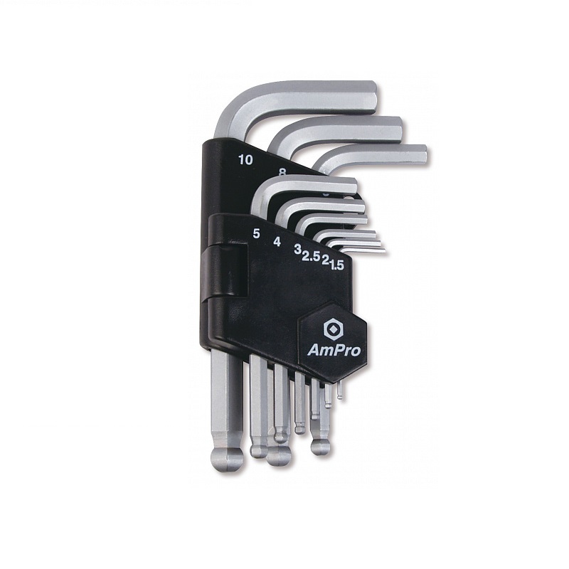 картинка Набор Г-образных шестигранников с шаром, 9 предметов AmPro T22927  от магазина "Элит-инструмент"