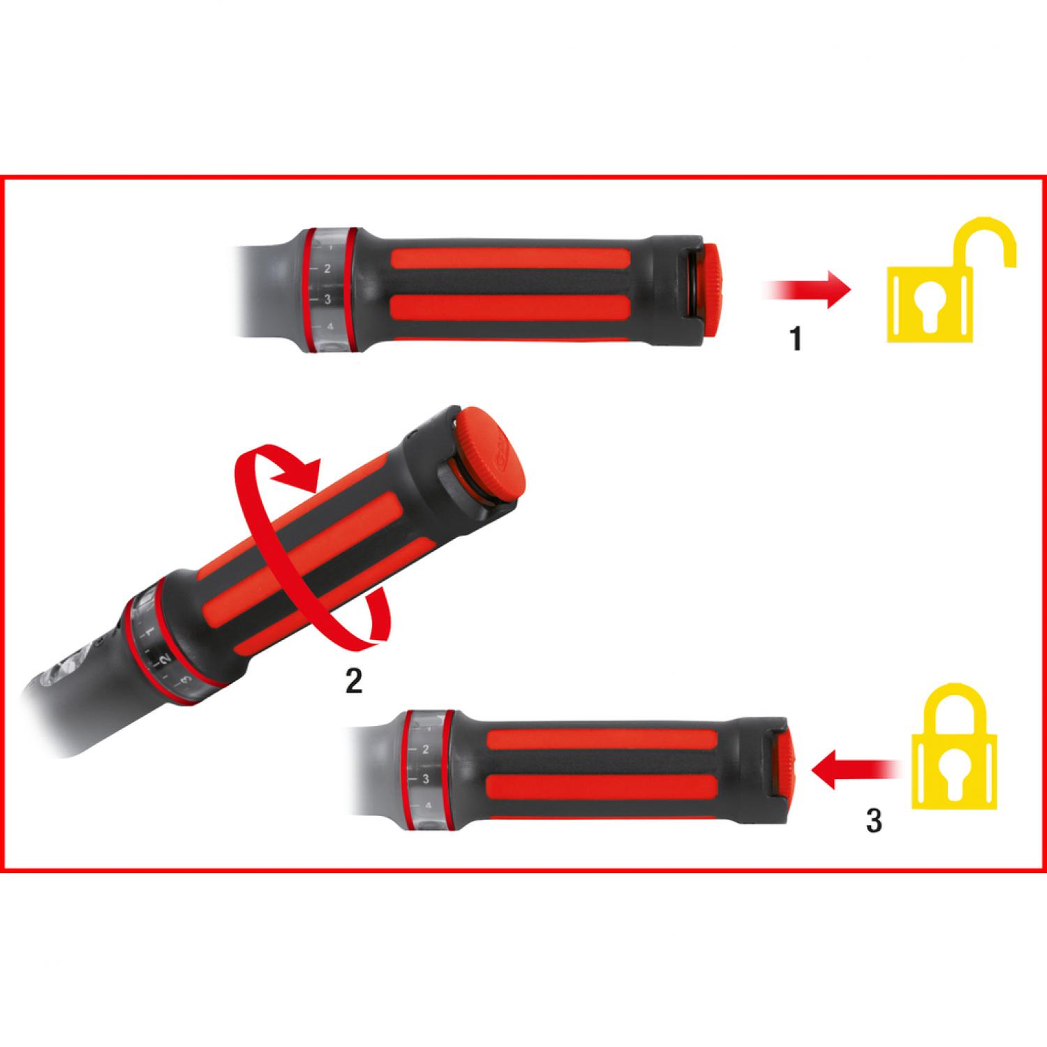 картинка Динамометрический ключ ERGOTORQUE®precision 1/2'' с трещоткой, 40-200 Нм от магазина "Элит-инструмент"