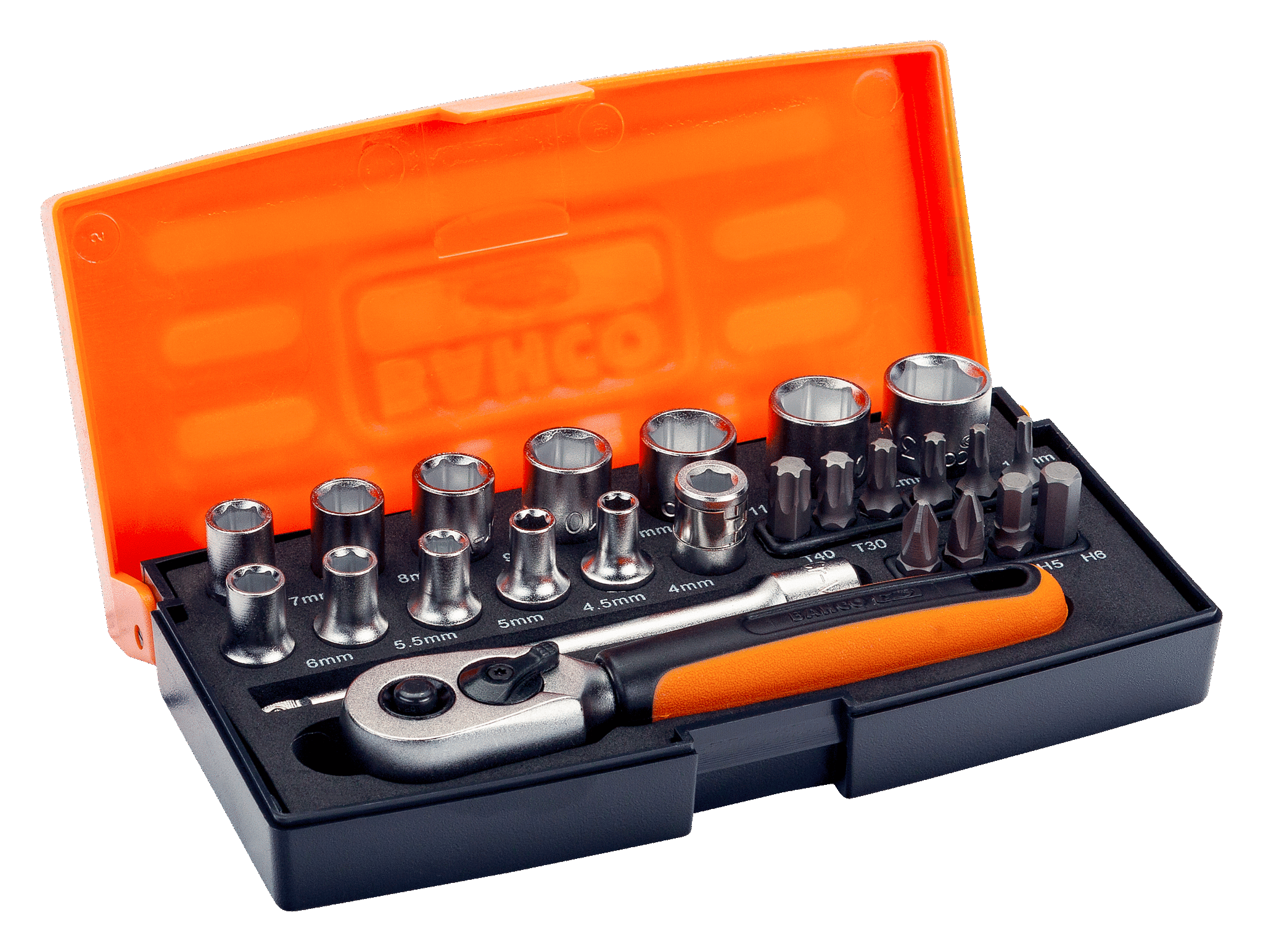 1/4" Набор торцевых головок, пластиковый кейс. 25 предметов BAHCO SBSL25