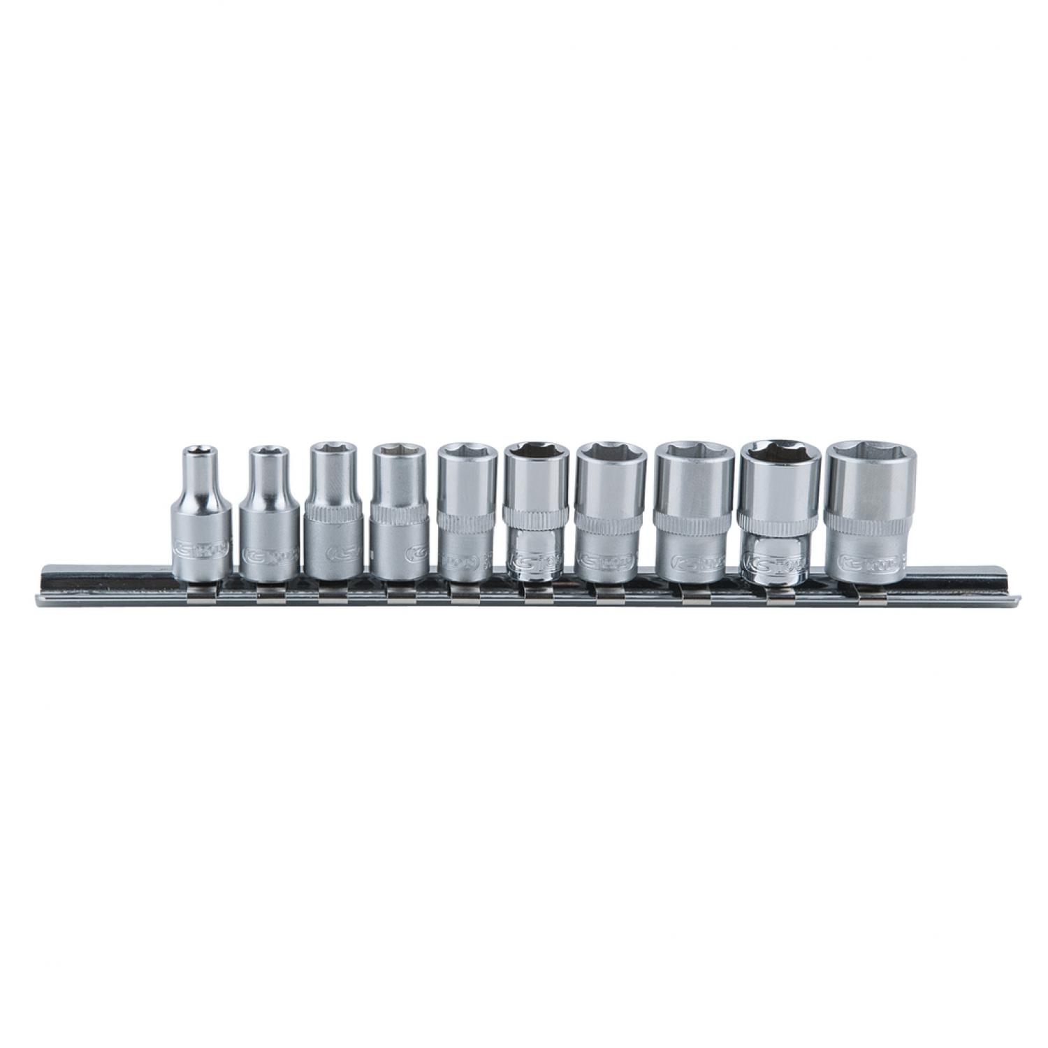 Комплект шестигранных торцовых головок 1/4“, 10 шт, 4-13 мм