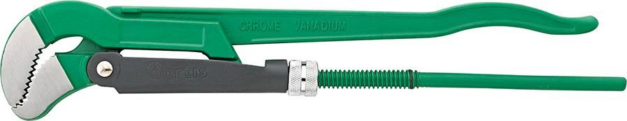 Угловой трубный ключ с S-образными губками, FORTIS 4317784792455 (для труб - 2 inch / ширина зажима - 70 мм / общая длина - 570 мм)