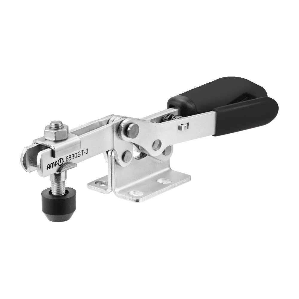 Горизонтальный шарнирный зажим с черной ручкой и предохранительной защелкой АМF 558157