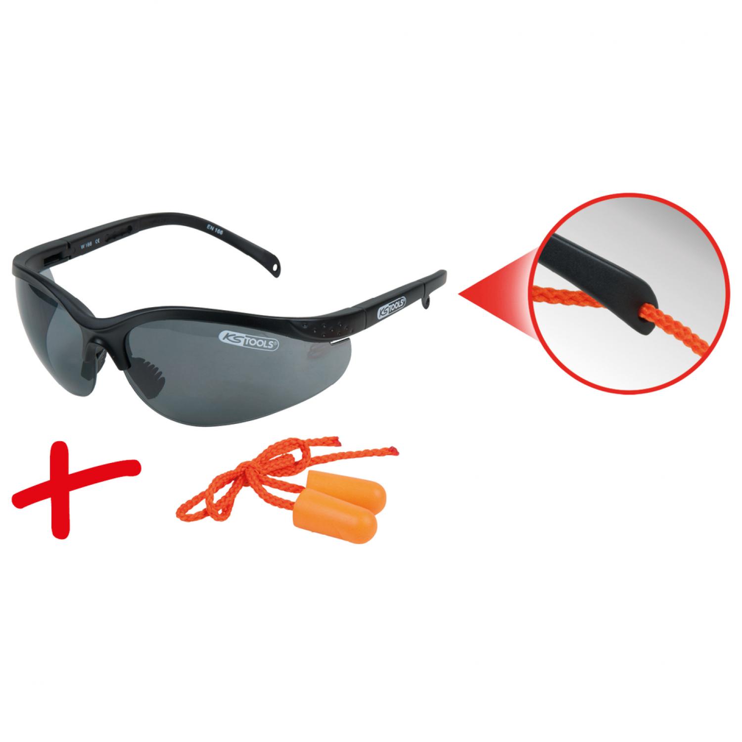 Защитные очки, черные со полиуретановые беруши