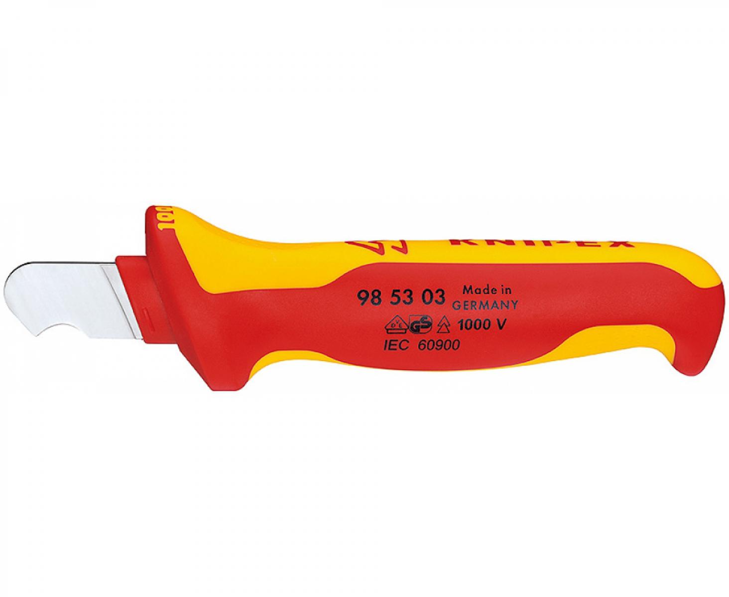 Нож для удаления оболочки круглого кабеля VDE, изолированный Knipex KN-985303