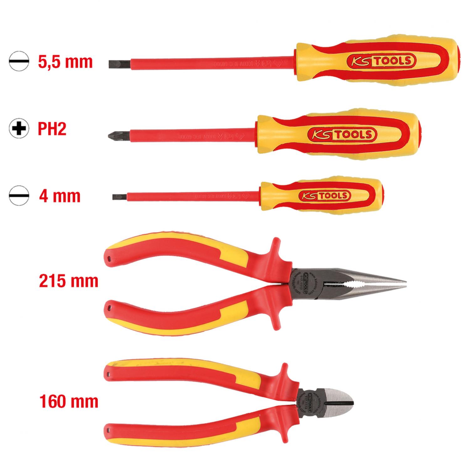 Комплект клещей и отверток ERGOTORQUE VDE, 5 шт, вариант 1