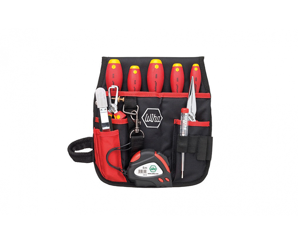 картинка Профессиональный набор инструментов для электриков в поясной сумке Wiha 9300-012 33153, 40948 10 предметов от магазина "Элит-инструмент"