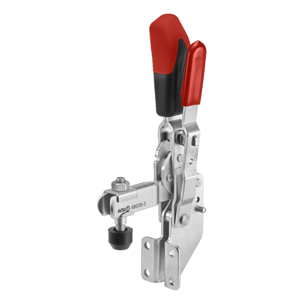 Вертикальный шарнирный зажим с красной ручкой и предохранительной защелкой АМF 90365