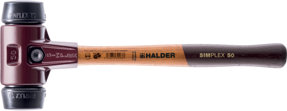 картинка HALDER 3002.040 Молоток Halder Simplex с мягкими чёрными резиновыми вставками и чугунным корпусом, 660гр. от магазина "Элит-инструмент"