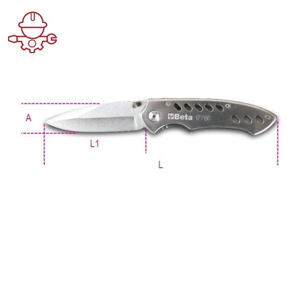 картинка Нож складной из нержавеющей стали в чехле 195х78х22 мм, 1778D Beta 017780060 от магазина "Элит-инструмент"