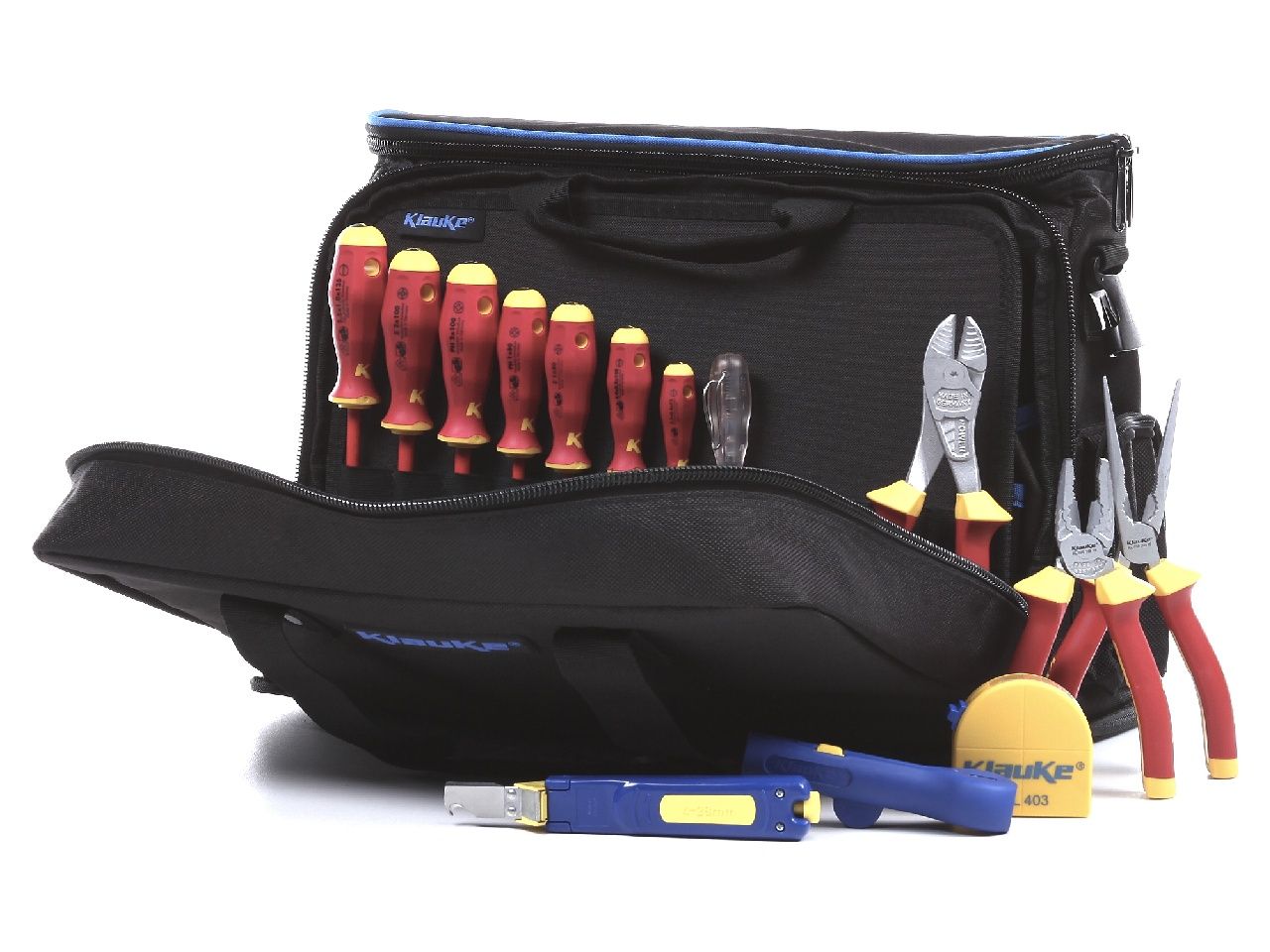 картинка KL905B15, Набор инструментов из 15 предметов в профессиональной сумке KLAUKE KL905B15 от магазина "Элит-инструмент"
