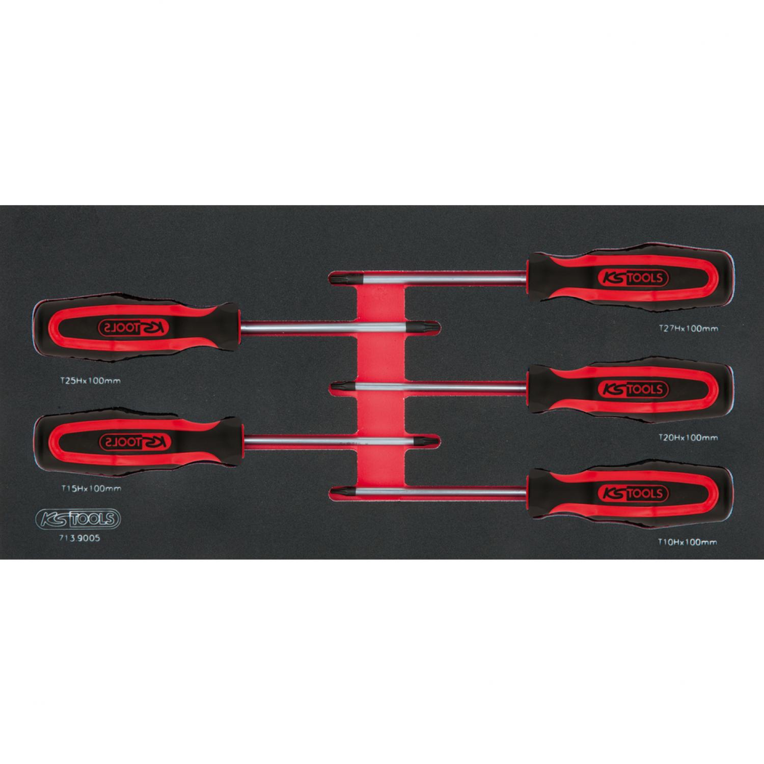 картинка Комплект отверток ERGOTORQUEplus SCS, Torx, с отверстием, 5 шт, во вкладке на 1/3 инструментального ящика от магазина "Элит-инструмент"