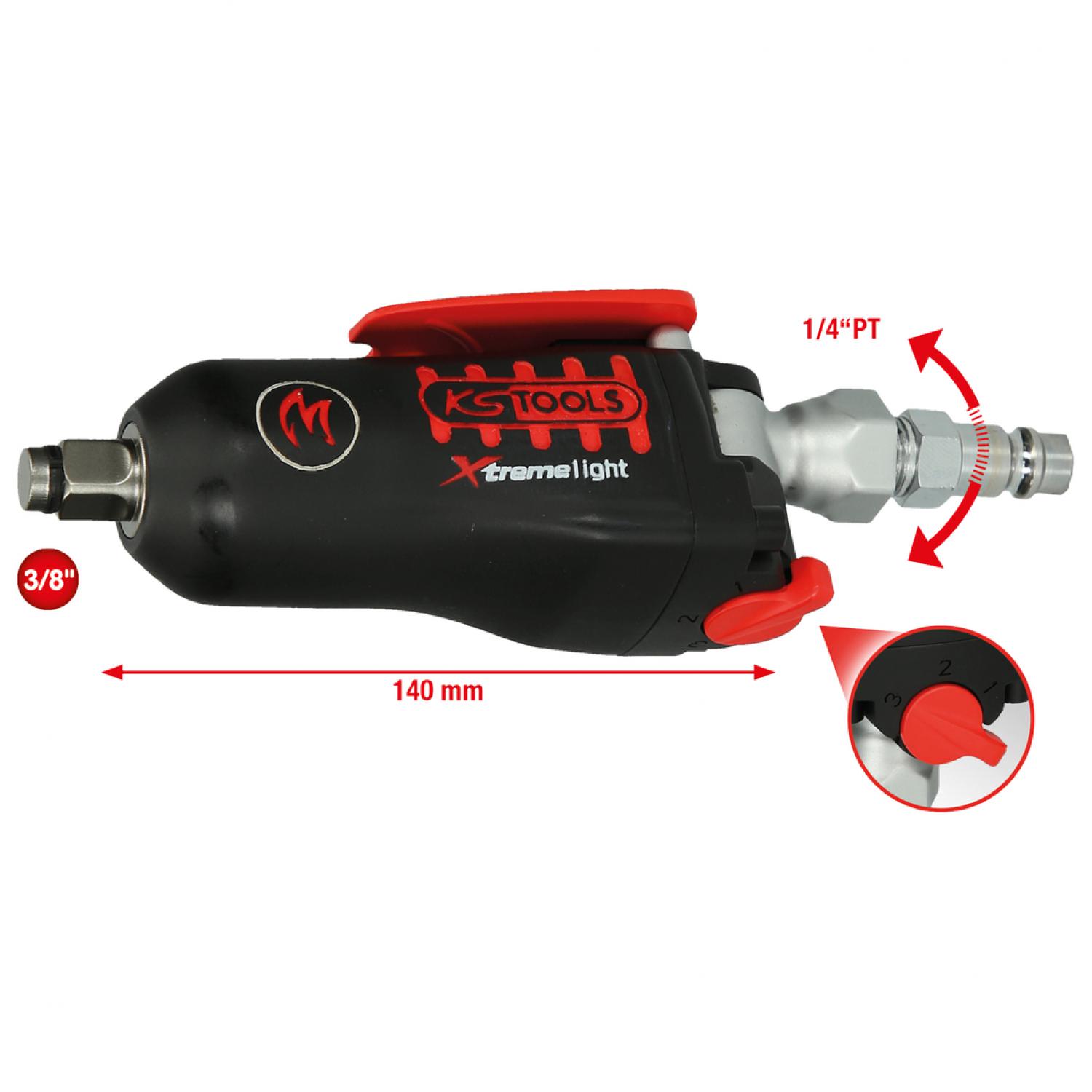 3/8 " MONSTER Xtremelight мини пневматический ударный гайковерт с переключателем, 108Nm