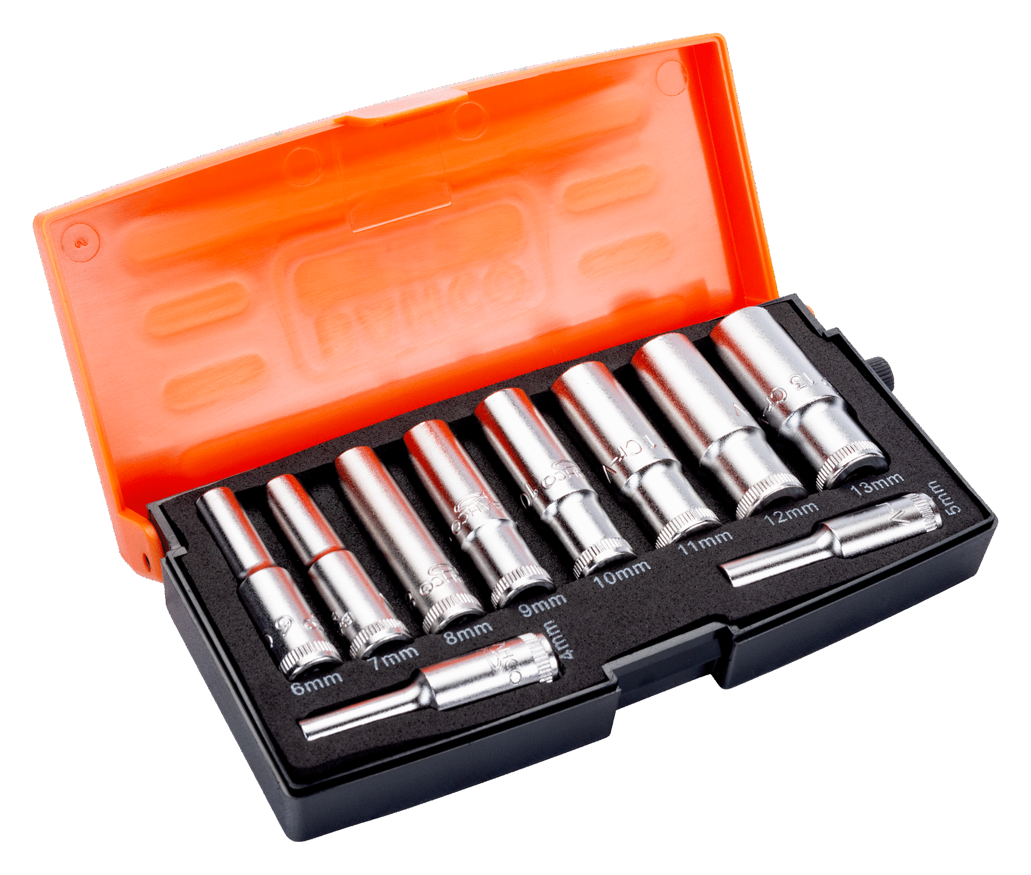 картинка 1/4" Набор удлиненных торцевых головок, пластиковый кейс BAHCO S0810L от магазина "Элит-инструмент"