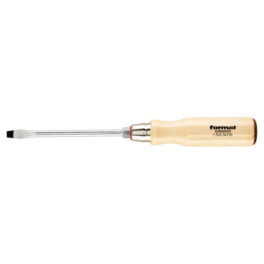 Отвертка шлицевая с деревянной ручкой 5,5×100 мм (FORMAT 62600055)