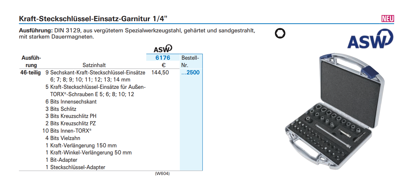 картинка Набор ударных головок Set 1/4 ", 46-Piece ASW 6176 2500 Fplus от магазина "Элит-инструмент"