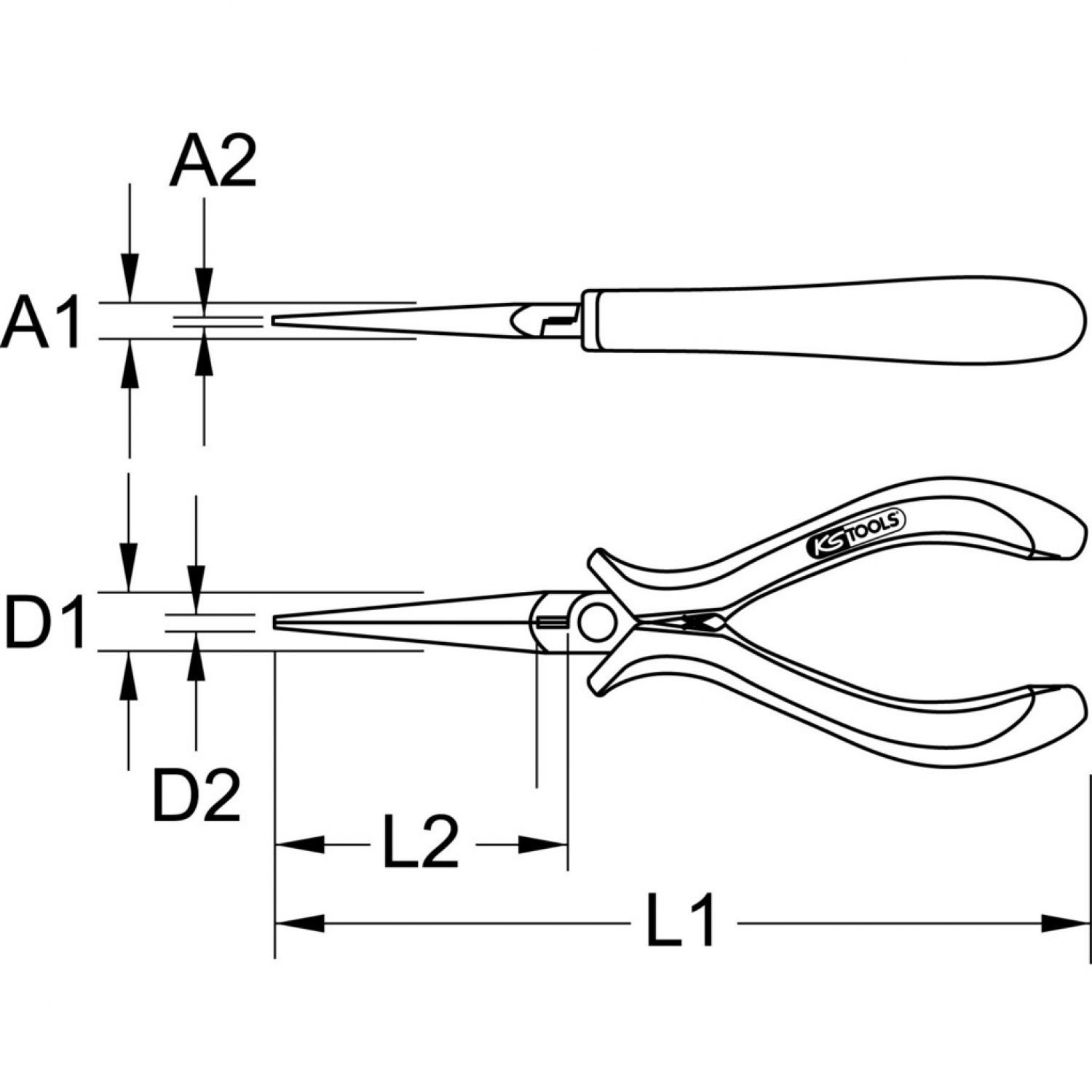 картинка Длинногубцы с защитой от электростатических разрядов, прямые, без насечки, 140 мм подвеска от магазина "Элит-инструмент"