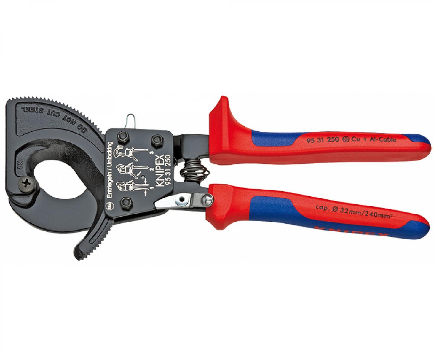 картинка Ножницы для резки кабелей (по принципу трещотки) Knipex KN-9531250 от магазина "Элит-инструмент"