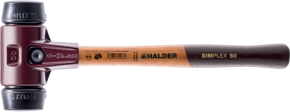 картинка HALDER 3002.080 Молоток Halder Simplex с мягкими чёрными резиновыми вставками и чугунным корпусом, 2870гр. / 6812 1080 Fplus  от магазина "Элит-инструмент"