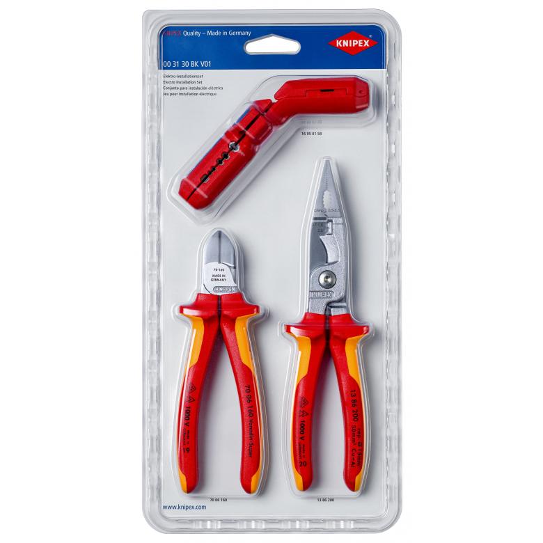 картинка Knipex 003130 BK V01 Набор плоскогубцев для электроустановок VDE, 3 предмета от магазина "Элит-инструмент"