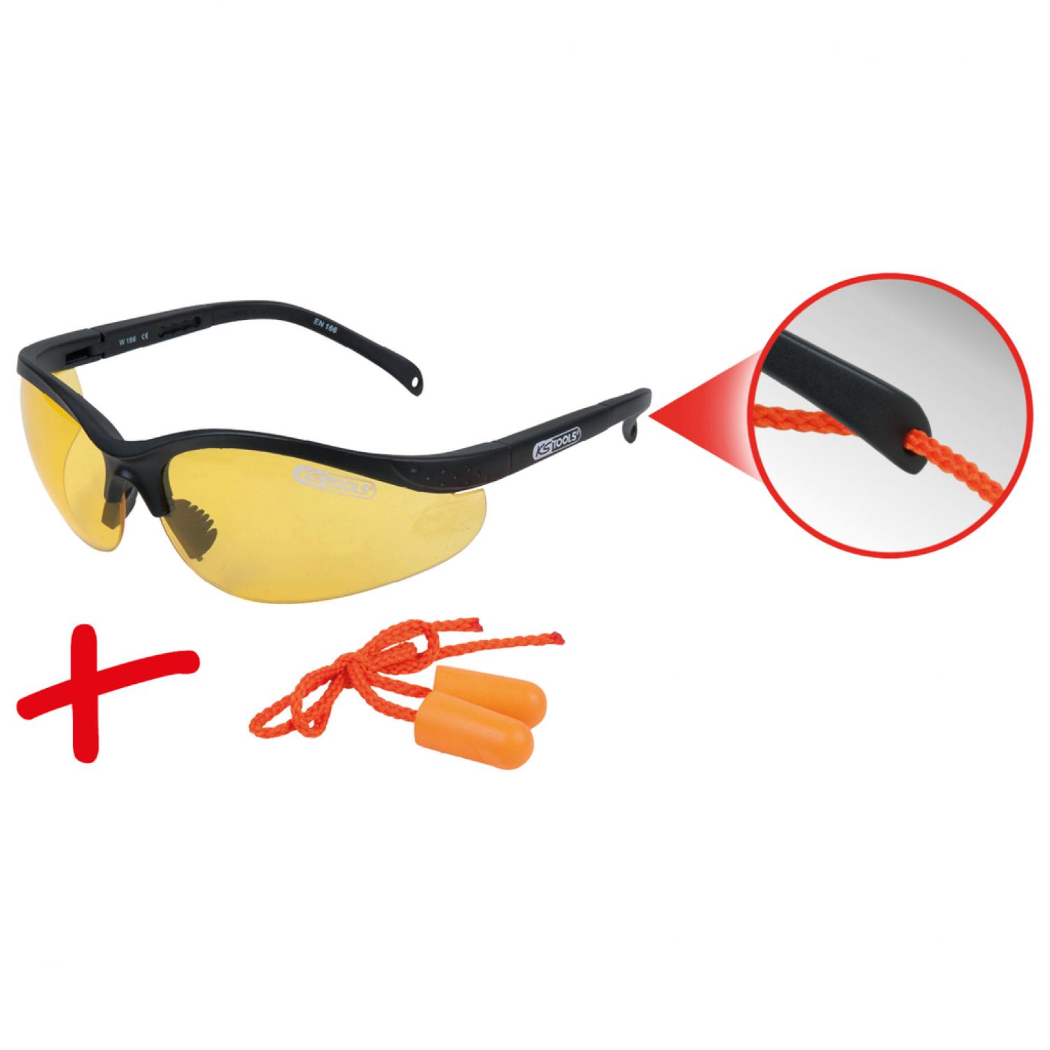 Защитные очки, желтые со полиуретановые беруши