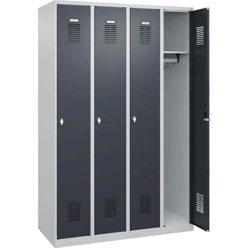 Гардероб BASIC Ш1200хГ500хВ1850 мм RAL 7035/7016, 4 отделения 3037 2533 Fplus