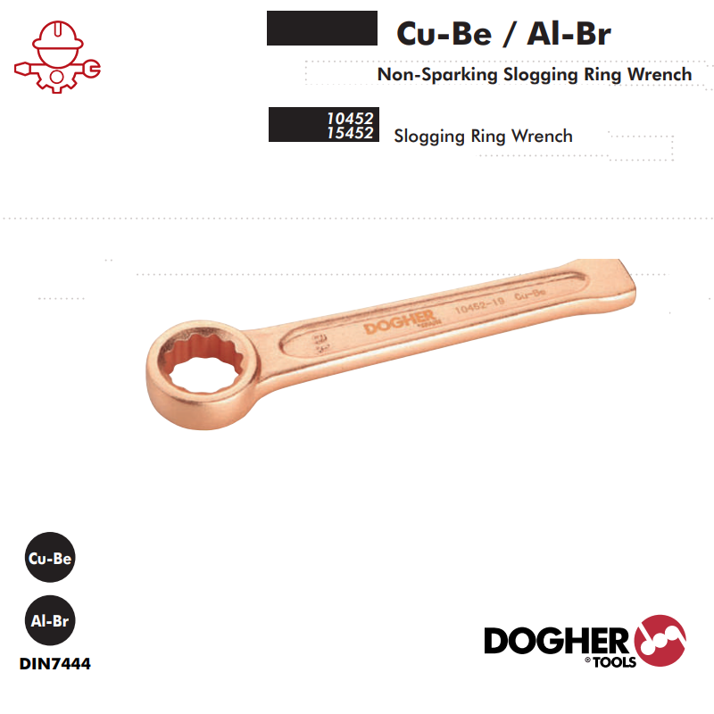 картинка Ударный накидной искробезопасный ключ Al-Br DIN7444 Dogher Tools 15452-75 от магазина "Элит-инструмент"