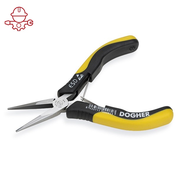 картинка Антистатические захватные для электроники без режущей кромки, длинногубцы ESD Dogher 239-125 от магазина "Элит-инструмент"