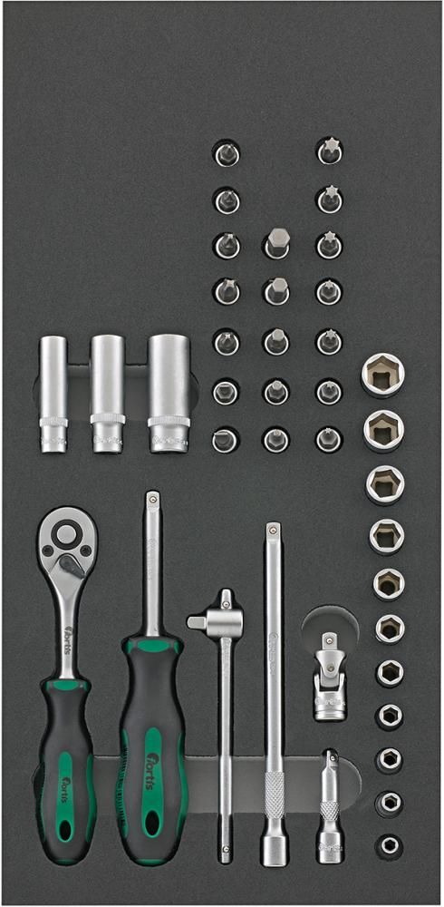 Инструменты для работы с инструментальным модулем 1/4″, FORTIS 4063726002556 (дизайн - Empty, 39 compartments / тип модуля - 1/3 / размеры ш х д х в - 190 x 390 x 30 мм)