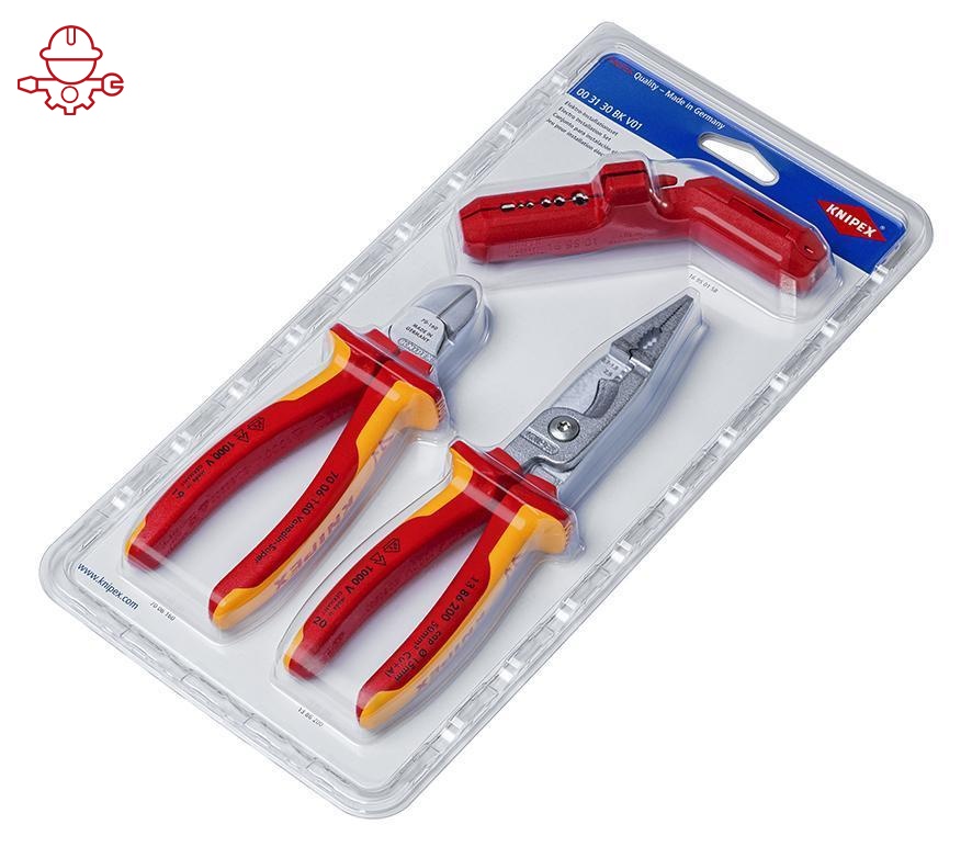картинка Knipex 003130 BK V01 Набор плоскогубцев для электроустановок VDE, 3 предмета от магазина "Элит-инструмент"