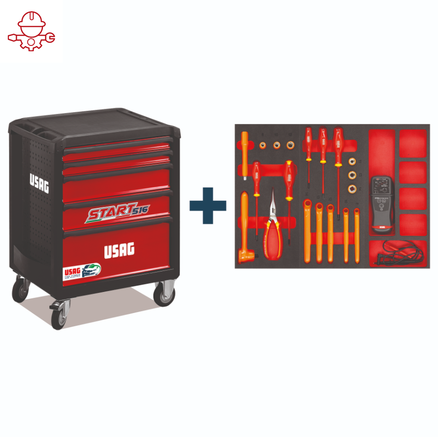 картинка 516 SP5HYA-S ИНСТРУМЕНТАЛЬНАЯ ТЕЛЕЖКА С АССОРТИМЕНТНЫМ ОБСЛУЖИВАНИЕМ ГИБРИДНЫХ И ЭЛЕКТРОМОБИЛЕЙ (20 ШТ.) USAG U05168024 от магазина "Элит-инструмент"