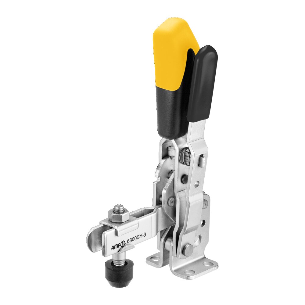 Вертикальный шарнирный зажим с желтой ручкой и предохранительной защелкой АМF 557180